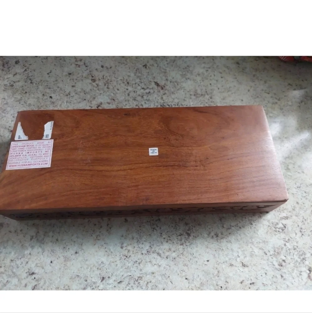 Wooden Ornate Handcarved Home Office/Room Storage Box Florals